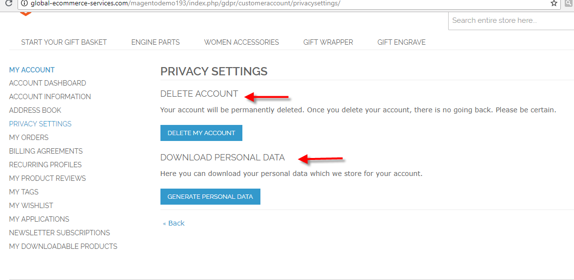 privacy setting my account